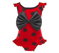 Lito Angels Ladybug Red Polka Dot Swimming Costume One Piece Swimsuit Swimwear Bathing Suit with Ruffle for Kids Girls, Age 4-5 Years (Tag Number 110)