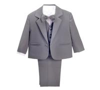 Lito Angels Little Boy Formal Dress Suit Wedding Outfit Wear, 5 Pieces Set (Blazer, Shirt, Waistcoat, Trousers, Bow Tie) Age 5-6 Years, Charcoal Grey, 057 (Tag Number 06)