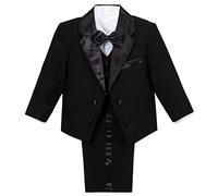 Lito Angels Little Boys Black Tuxedo Suits & Blazers Formal Dress Wear Wedding Outfit 5 Piece Set Age 3-4 Years