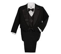 Lito Angels Little Boys Tuxedo Wedding Suits & Blazers, Page Boy Formal Outfit 5 Pieces Set with Waistcoat, Age 2 Years, Black (Tag Number 04)