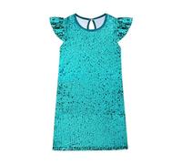 Lito Angels Little Girls A-Line Sequin Party Dress Kids Sparkly Fancy Outfit Elegant for Birthday Wedding, Age 4-5, Teal Green