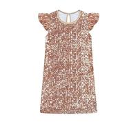 Lito Angels Little Girls A-Line Sequin Party Dress Kids Sparkly Fancy Outfit Elegant for Birthday Wedding, Age 4-5, Champagne Gold