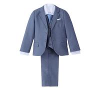 Lito Angels Little Kids Boys Blue Tuxedo Suits, Slim Fit Blazers Formal Wear Wedding Outfit 5 Piece Set Age 2-3 Years