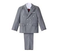 Lito Angels Little Kids Boys Grey Tuxedo Suits & Blazers Formal Dress Wear Wedding Outfit 5 Pieces Set Age 5-6 Years (Tag Number 50)