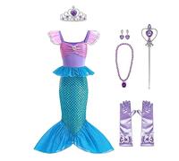 Lito Angels Little Mermaid Princess Fancy Dress Up Costume Birthday Party Outfit with Accessories for Kids Girls Age 3-4 Years, Purple Blue (Tag Number 110)