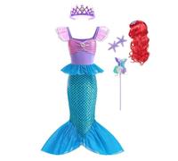 Lito Angels Little Mermaid Princess Fancy Dress Up Costume Birthday Party Outfit with Crown & Wig for Kids Girls Age 3-4 Years, Purple Blue (Tag Number 110)