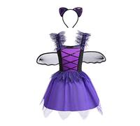 Lito Angels Little Witch Fancy Dress Halloween Costume Set with Bat Wings and Cat Ears Hair Hoop for Kids Girls Age 8-9 Year (Tag Number 0L)