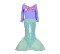 Lito Angels Mermaid Costume Princess Ariel Fancy Dress Up Birthday Party Outfit for Kids Girls Age 4-5 Years, Purple (Tag Number 110)