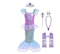 Lito Angels Mermaid Princess Ariel Costumes Fancy Party Dress with Accessories for Kids Girls Age 5-6 Years Purple
