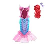 Lito Angels Mermaid Princess Fancy Dress Up Costume Birthday Party Outfit with Hair Wig for Kids Girls Age 4-5 Years, Pink (Tag Number 120)
