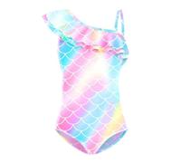 Lito Angels Mermaid Swimming One Piece Swimsuit Swimwear Bathing Suit with Ruffle for Kids Girls Age 5 - 6 Years