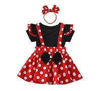 Lito Angels Minnie Mouse Fancy Dress Costume Suspender Skirt Set with Bow Headband for Kid Girls Age 6-7 years