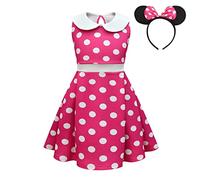 Lito Angels Minnie Mouse Fancy Dress Up Costume with Headband Birthday Party Outfits Kids Girls Age 7-9 Years (Tag Number 150), B - Hot Pink