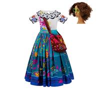 Lito Angels Mirabel Costumes Fancy Dress Up for Kids Girls with Crossbody Purse Bag, Green Glasses & Wig Age 8-9 Years (Tag Number 150)