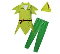 Lito Angels Peter Pan Costumes with Hat for Kids Boys Fancy Party Dress Up Outfit Set Age 3-4 Years, Green (Tag Number 100)