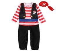 Lito Angels Pirate Captain Fancy Dress Up Costume Outfit Set with Bandana for Kids Boys Age 12-18 Months