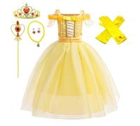 Lito Angels Princess Belle Costume Fancy Dress Up Birthday Party Outfit with Accessories for Girls Kids Age 3-4 Years Yellow