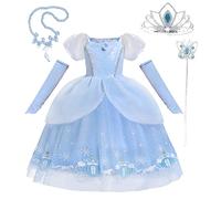 Lito Angels Princess Cinderella Fancy Dress Up Costume Party Ball Gown with Sleevelet Gloves and Accessories for Kids Girls Age 2-3 Years, Blue