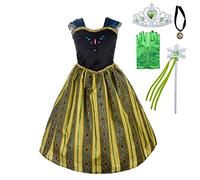 Lito Angels Princess Coronation Costume Fancy Dress Up Birthday Party Green Gown with Accessories Age 3-4 Years