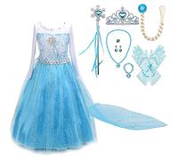 Lito Angels Princess Costume Snow Queen Fancy Dress Up with Fixed Long Train and Accessories for Kids Girls Age 2-3 Years Style F