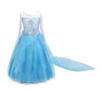 Lito Angels Princess Costume Snow Queen Fancy Dress Up with Fixed Long Train for Kids Girls Age 4-5 Years Style F