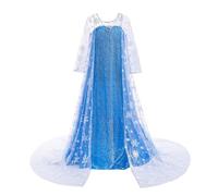 Lito Angels Princess Dress Up for Girls Sequin Outfit with Cape, Fancy Sparkly Long Gown Kids Birthday Snow Queen Costume Cosplay Age 8-9 Years