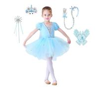 Lito Angels Princess Elsa Ballerina Costume Fancy Ballet Tutu Dress Dance Wear Outfit with Cape & Accessories for Kids Girls Age 6-7 Years, Blue (Tag Number 130)