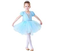 Lito Angels Princess Elsa Ballerina Costume for Kids Girls, Fancy Ballet Tutu Dress Dance Wear with Cape, Age 6-7 Years, Blue (Tag Number 130)