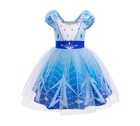 Lito Angels Princess Elsa Tulle Dress for Little Girls Kids Fancy Dress Up World Book Day Halloween Christmas Birthday, Age 4-5 Years Blue