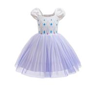 Lito Angels Princess Elsa Tulle Dress for Little Girls Kids Fancy Dress Up World Book Day Halloween Christmas Birthday, Age 3-4 Years White