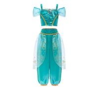 Lito Angels Princess Jasmine Costume Dress Up Arabian Belly Dance Outfit Sequin Top Pants Set for Little Girls Kids World Book Day Cosplay, Age 4-5 Years