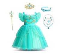 Lito Angels Princess Jasmine Fancy Dress Up Costume for Kids Girls Birthday Party Tulle Skirt with Headband & Accessories Age 9-10 Years