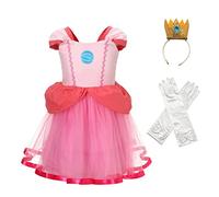 Lito Angels Princess Peach Fancy Dress Up Costume with Crown and Gloves for Kids Girls Age 2-3 Years, Hot Pink (Tag Number 110)