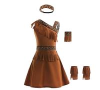 Lito Angels Princess Pocahontas Costume Fancy Dress Up Set with Headband and Accessories for Kids Girls Age 11-12 Years, Brown