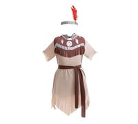 Lito Angels Princess Pocahontas Costume Fancy Dress Up Set with Headband for Kids Girls Age 8-9 Years, Brown (Tag Number XL)