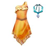 Lito Angels Princess Pocahontas Costume Fancy Dress Up Set with Necklace for Kids Girls Age 8-9 Years (Tag Number 140)