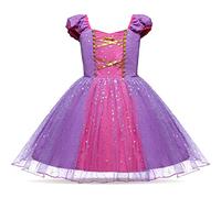 Lito Angels Princess Rapunzel Costume Fancy Dress for Kids Girls, Halloween Christmas Birthday Party Outfit, Age 6 Years, Purple