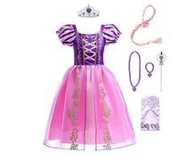 Lito Angels Princess Rapunzel Costume Party Fancy Dress Up with Accessories for Kids Girls Age 7 Years, Purple