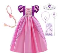 Lito Angels Princess Rapunzel Costumes Fancy Dress Up with Accessories for Little Kids Girls Age 4-5 Years