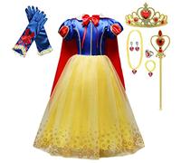 Lito Angels Princess Snow White Costume Birthday Party Fancy Dress Up with Cape and Accessories for Kids Girls Age 8-9 Years, Style C