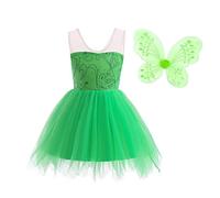 Lito Angels Tinkerbell Fancy Dress Up Costume Green Fairy Outfits with Butterfly Wings for Kids Girls Age 4-5 Years