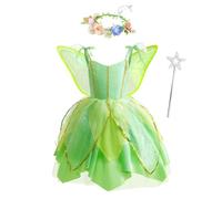 Lito Angels Tinkerbell Green Fairy Fancy Dress Up Costume Party Outfit with Accessories for Kids Girls Age 6-8 Years (Tag Number 130)