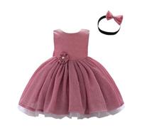 Lito Angels Wedding Bridesmaid Flower Girl Fancy Dress Christmas Party Outfit Ball Gown with Headband Baby Girls Age 12-24 Months, Pink (Tag Number 80)