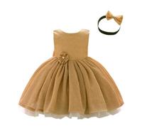 Lito Angels Wedding Bridesmaid Flower Girl Fancy Dress Christmas Party Outfit Ball Gown with Headband Little Kids Girls Age 4-5 Years, Gold (Tag Number 110)