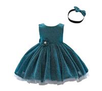 Lito Angels Wedding Bridesmaid Flower Girl Fancy Dress Christmas Party Outfit Ball Gown with Headband Little Kids Girls Age 3-4 Years, Dark Teal (Tag Number 100)