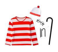 Lito Angels Wheres Robot Boy Fancy Dress Up Costume Outfit Set with Hat and Glasses for Kids Boys Girls Age 4-12 Years, Red and White