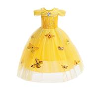 Lito Angels Yellow Princess Belle Costume Birthday Party Fancy Dress Up with Butterfly for Kids Girls Age 4-5 Years (Tag Number 110)