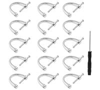 Litoexpe 15 Pcs U Shape D-Rings Screw, D Ring Screw in Shackle Semicircle with Screwdriver DIY Leather Strap Craft Purse Replacement (Silver)