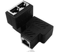 Litoexpe 2 Pcs Ethernet Splitter Adapter, RJ45 Female 1 to 2 Female 8P8C Extender Plug LAN Couple Network, for Cat5, Cat5e, Cat6, Cat7 Cable