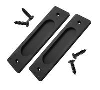 Litoexpe 2 Pcs Recessed Sliding Door Pulls 5.9 Inch, Rectangular Embedded Door Handles Aluminum Alloy Finger Flush Handle with 4 Screws for Sliding Barn Door Drawers Cabinet Garages（Black）